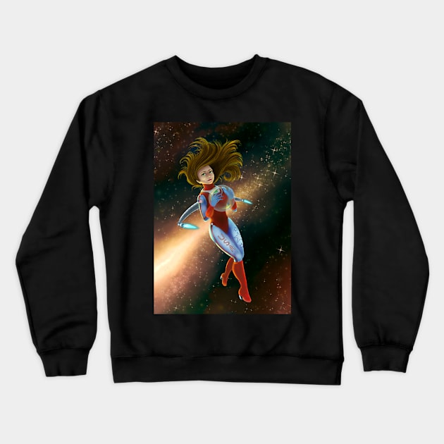 USA Space Girl..... in SPACE! Crewneck Sweatshirt by D. Fillz